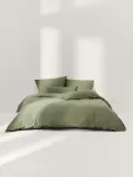 Westwing Collection Пододеяльник Thany, Ш 135 × Д 200 см, Оливковый зелёный — фото 6