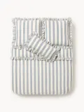 Westwing Collection Пододеяльник Posie из льна с хлопком с оборкой голубой — фото 2