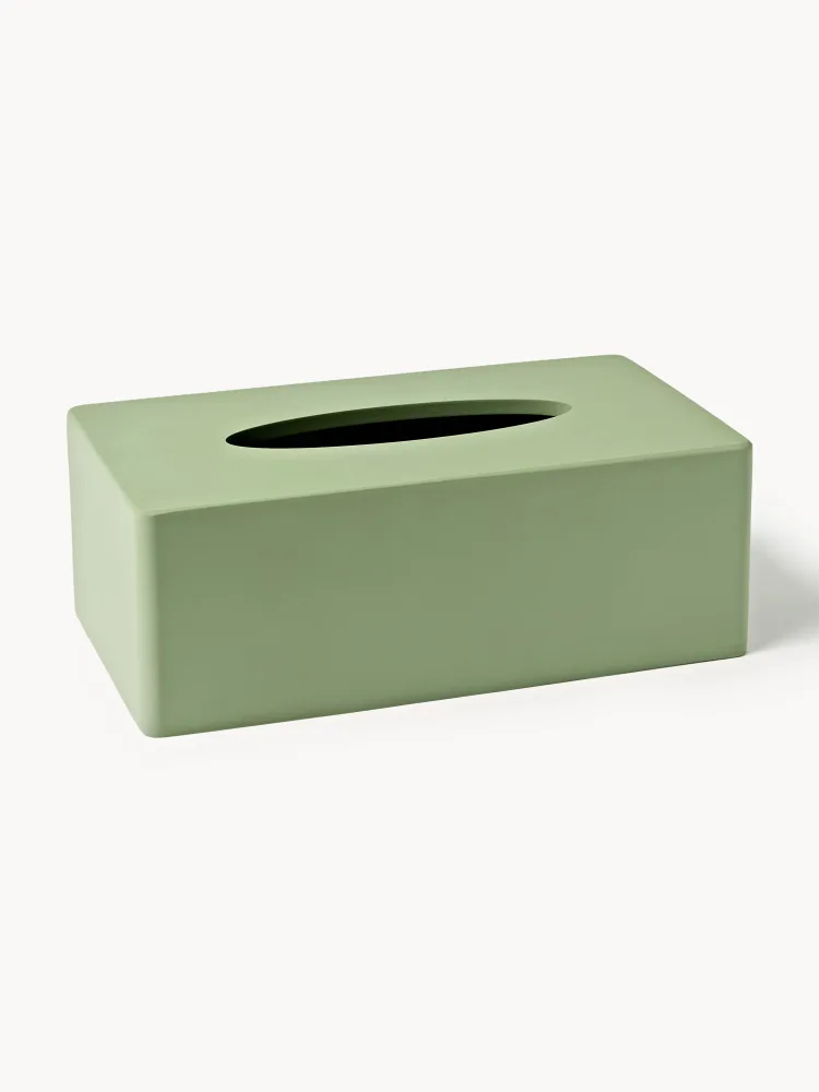 Westwing Collection Коробка для бумажных салфеток Loa, Ш 25 × В 9 см, Шалфейный зелёный