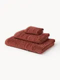 Westwing Collection Комплект велюровых полотенец Petra с геометрическим узором, 3 предм. (гостевое полотенце, полотенце для рук, банное полотенце), Rdzawoczerwony — фото 1