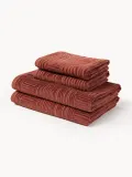 Westwing Collection Комплект велюровых полотенец Petra с геометрическим узором, 3 предм. (гостевое полотенце, полотенце для рук, банное полотенце), Rdzawoczerwony — фото 5