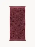 Westwing Collection Комплект велюровых полотенец Rosaria с цветочным узором, 3 предм. (гостевое полотенце, полотенце для рук, банное полотенце), Бургунди — фото 3
