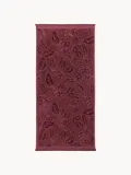 Westwing Collection Комплект велюровых полотенец Rosaria с цветочным узором, 3 предм. (гостевое полотенце, полотенце для рук, банное полотенце), Бургунди — фото 7