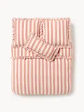 Westwing Collection Пододеяльник Posie из льна с хлопком с оборкой коралловый — фото 8
