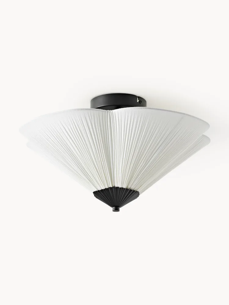 Westwing Collection Потолочный светильник Leora с плиссированным льняным абажуром, Ø 42 × В 23 см, Приглушённый белый