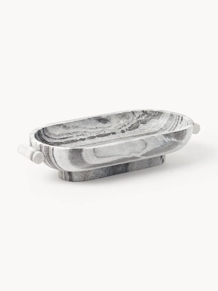Westwing Collection Миска декоративная из мрамора Fossil, ширина 46 см, Ш 46 × В 10 см, Серый