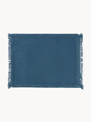 Westwing Collection Комплект подкладок с бахромой Bodo, 2 шт, Ш 40 × Д 50 см, Тёмный синий
