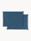 Westwing Collection Комплект подкладок с бахромой Bodo, 2 шт, Ш 40 × Д 50 см, Тёмный синий — фото 4