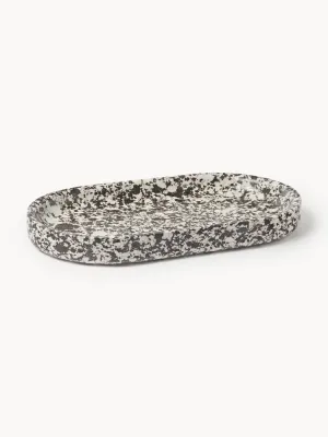 Westwing Collection Поднос для подачи Elara, искусственный мрамор, чёрно-белый, 28 см