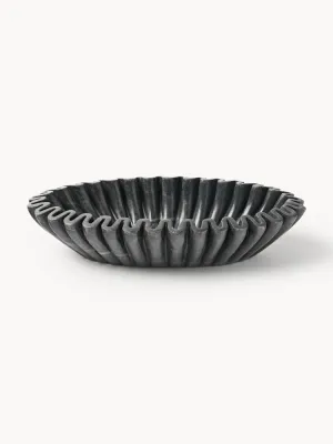 Westwing Collection Чаша декоративная овальная из мрамора Santorini, 35 см, Ш 35 × В 8 см, Тёмный серый