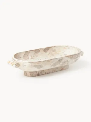 Westwing Collection Миска декоративная из мрамора Fossil, ширина 46 см, Ш 46 × В 10 см, Бежевый мрамор