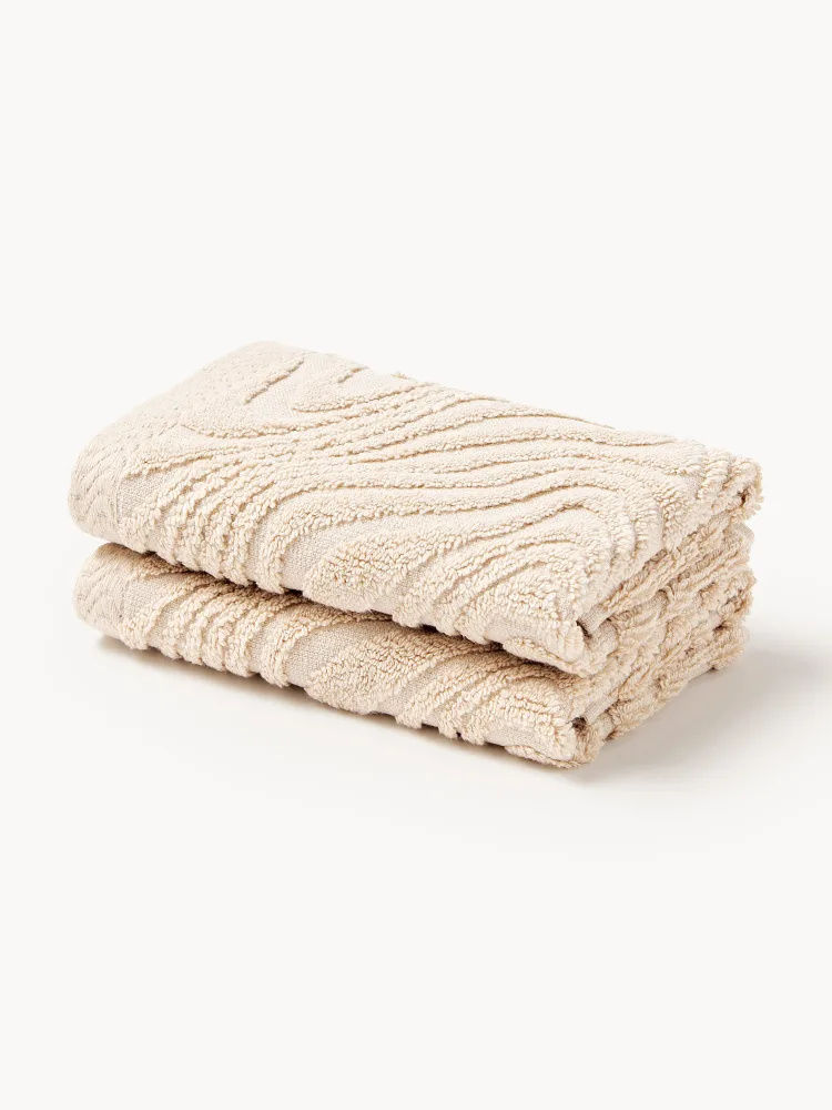 Westwing Collection Полотенце Felka, полотенце для лица, Ш 30 × Д 30 см, 2 шт., Светлый бежевый
