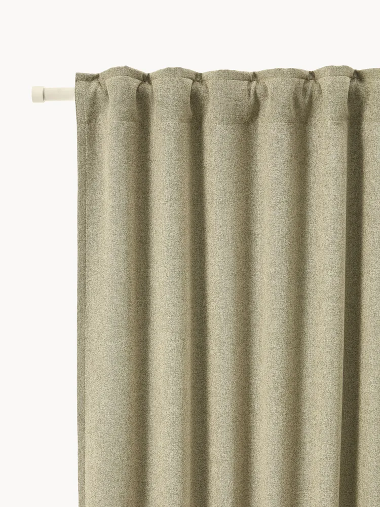 Westwing Collection Комплект штор блэкаут Tulia с фактурным полотном, оливковый зеленый
