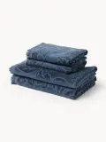Westwing Collection Комплект велюровых полотенец Rosaria с цветочным узором, 3 предм. (гостевое полотенце, полотенце для рук, банное полотенце), Серо-голубой — фото 5
