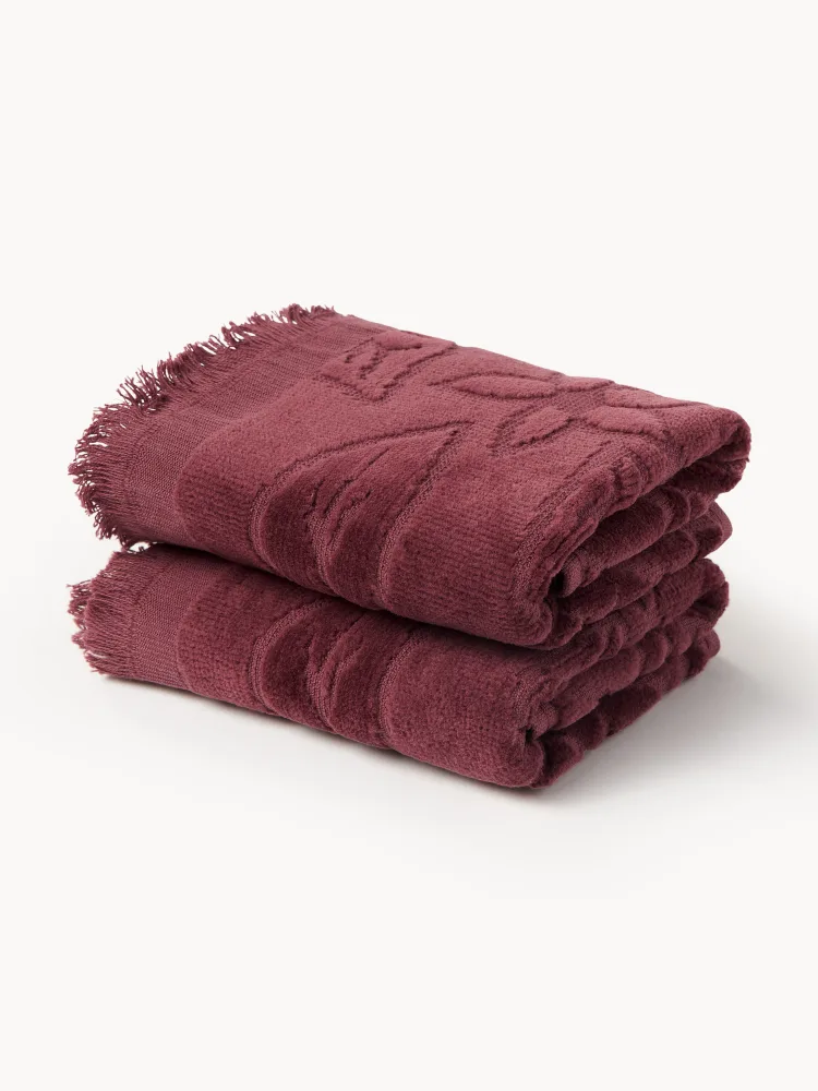 Westwing Collection Полотенце Rosaria, полотенце для лица, Ш 30 × Д 30 см, 2 шт., Бургунди