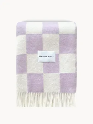 Maison Deux Плед Checkerboard шерстяной, Ш 130 × Д 200 см, Белый