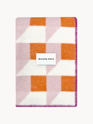 Maison Deux Плед Cubics шерстяной, Ш 130 × Д 200 см, Приглушённый белый