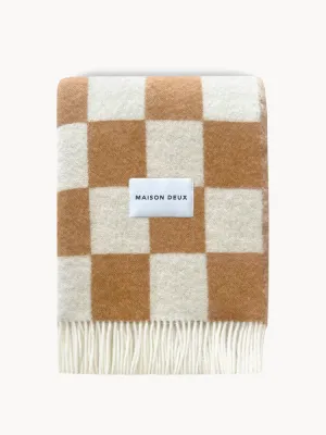 Maison Deux Плед Checkerboard шерстяной, Белый