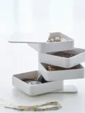 Yamazaki Шкатулка-органайзер для украшений Tower, 4 поворотных отделения, Ш 9 × Г 9 см, Белый — фото 3