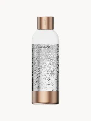 Mysoda Бутылка для воды Premium для сифона из пластика без BPA, 1 л, высота 27 см, прозрачная с медным