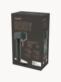 Mysoda Сифон для газирования воды Ruby 2 с бутылкой 1 л, алюминиевый корпус, высота 41 см, чёрный с золотистым — фото 3