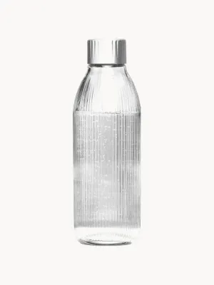 Mysoda Бутылка для воды Glassy стеклянная с алюминиевой крышкой, 1 л, высота 28 см, прозрачная с серебристым