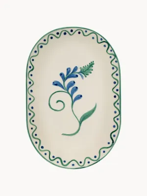Anna + Nina Блюдо для подачи Indigo Flora с ручной росписью, овальное, 36х24 см