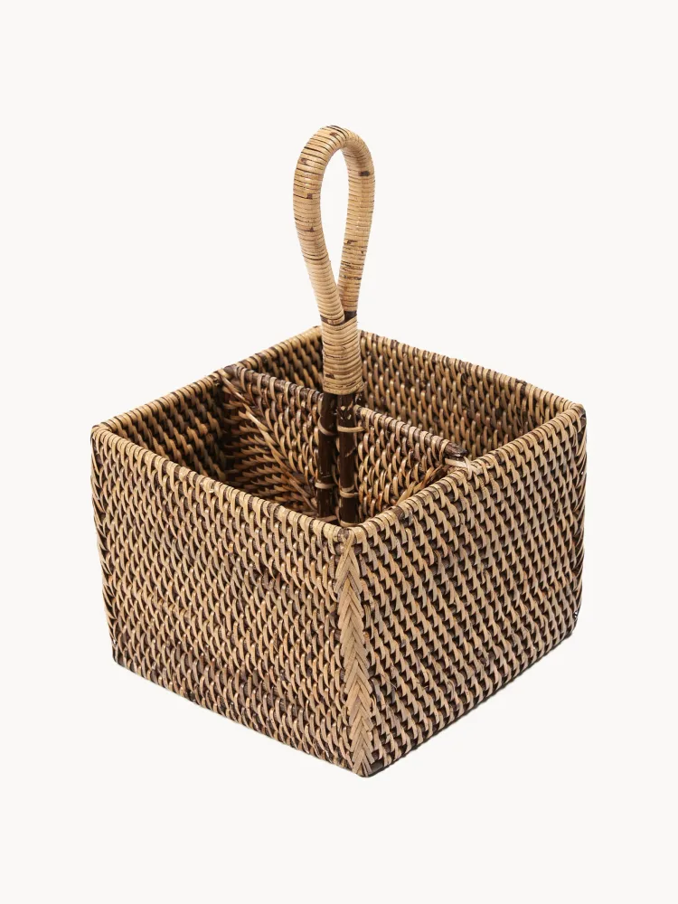 Bazar Bizar Подставка-органайзер для приборов и салфеток из ротанга, 18х29х18 см