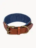 Buddys Dogwear Ошейник для собак Etna ручной работы с вышивкой и латунной фурнитурой, длина 32 см, синий с многоцветным узором — фото 2