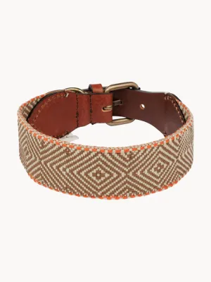 Buddys Dogwear Ошейник для собак Capri ручной работы с геометрическим узором, длина 32 см, бежево-коричневый