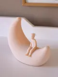 Cam Cam Copenhagen Настольный светильник детский Moon аккумуляторный с сенсором и сменой цвета свечения, силиконовый, 17х15х7 см, персиковый — фото 3