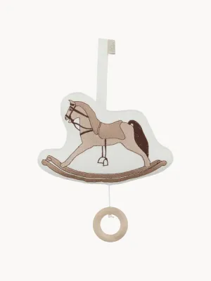 Cam Cam Copenhagen Мобиль музыкальный Vintage Toys с лошадкой-качалкой из хлопка, 16 x 24 см, белый с бежевым