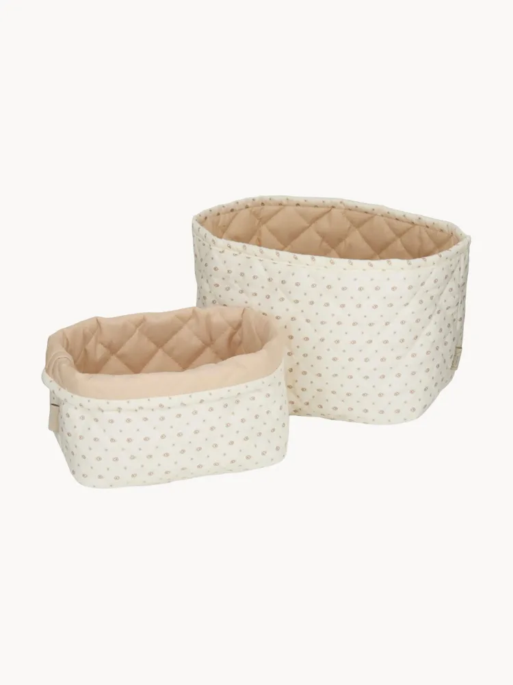 Cam Cam Copenhagen Корзина для хранения детская Rowan стёганая, комплект 2 шт., 22х17 и 19х15 см, молочно-белая с коричневым