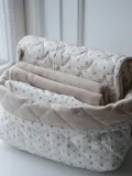 Cam Cam Copenhagen Корзина для хранения детская Rowan стёганая, комплект 2 шт., 22х17 и 19х15 см, молочно-белая с коричневым — фото 3
