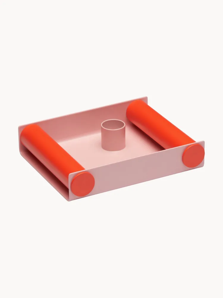 Подсвечник Design Letters Ray из стали, Ш 15 × В 3 см, Светлый розовый