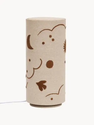 Ferm Living Kids Светильник настольный детский Skye с льняным абажуром и вышивкой в облака, диаметр 12 см, высота 27 см, светло-бежевый