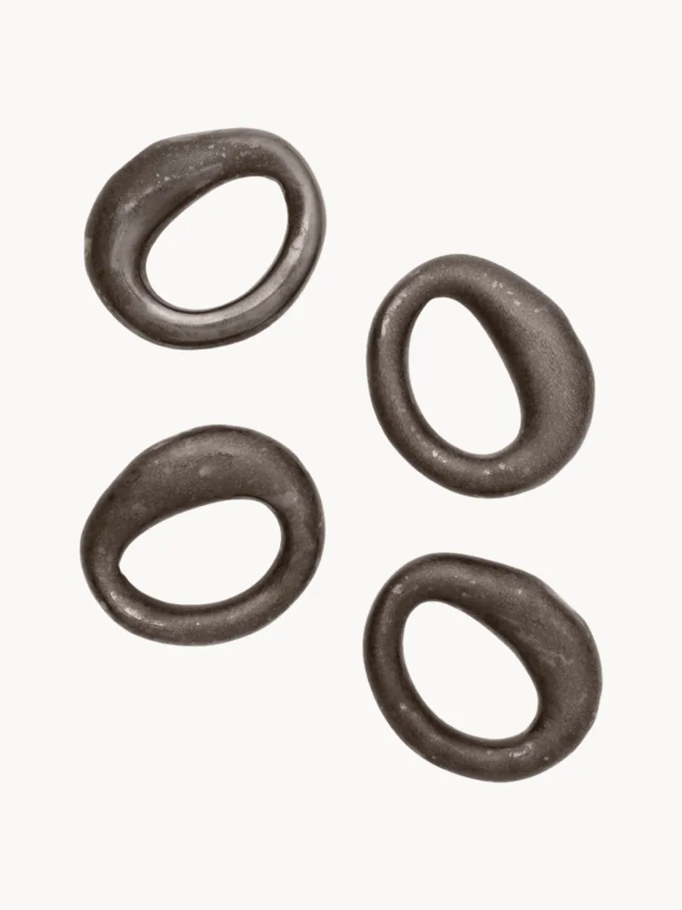 Кольцо для салфеток Ferm Living Orrith из фарфора, тёмно-коричневое, набор 4 шт