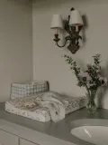 Garbo&Friends Матрас пеленальный Bell Flower с хлопковым чехлом, 50 x 65 x 9 см, молочно-белый с оливковым — фото 5