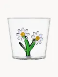 Ichendorf Стакан Botanica из боросиликатного стекла с цветком, зелёный с жёлтым, Ø 9 × В 8 см, 350 мл, Прозрачный — фото 1