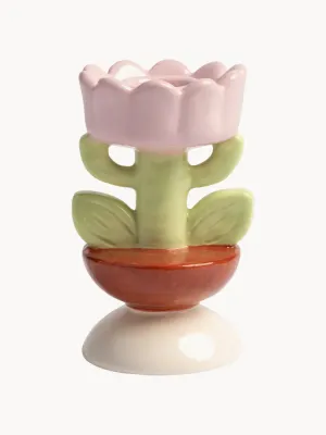 Подсвечник &klevering Blume расписной, Ø 7 × В 11 см, Светлый розовый