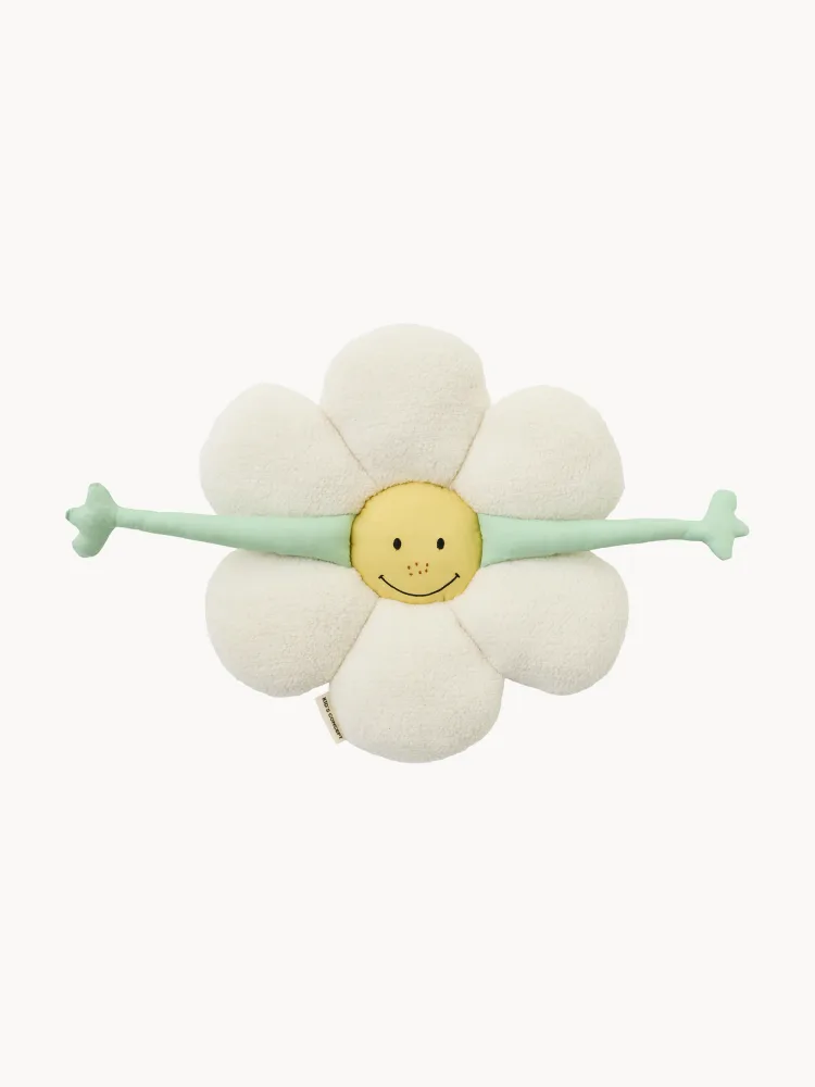 Kids Concept Подушка декоративная детская Friendly Flower в форме ромашки двусторонняя, 37х55 см, молочно-белая с мятным и жёлтым