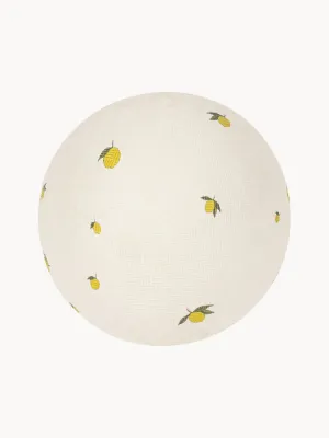 Konges Sløjd Мяч детский Lemon с плетёной фактурой и рисунком лимонов из пластика, диаметр 18 см, молочно-белый со светло-жёлтым