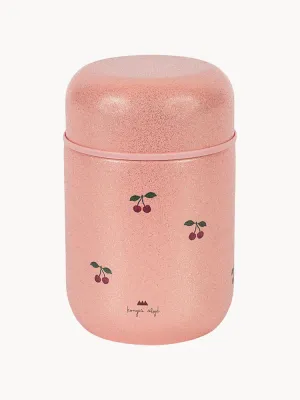 Konges Sløjd Термос для еды детский Cherry из нержавеющей стали с ложкой в крышке, диаметр 9 см, высота 14 см, пыльно-розовый