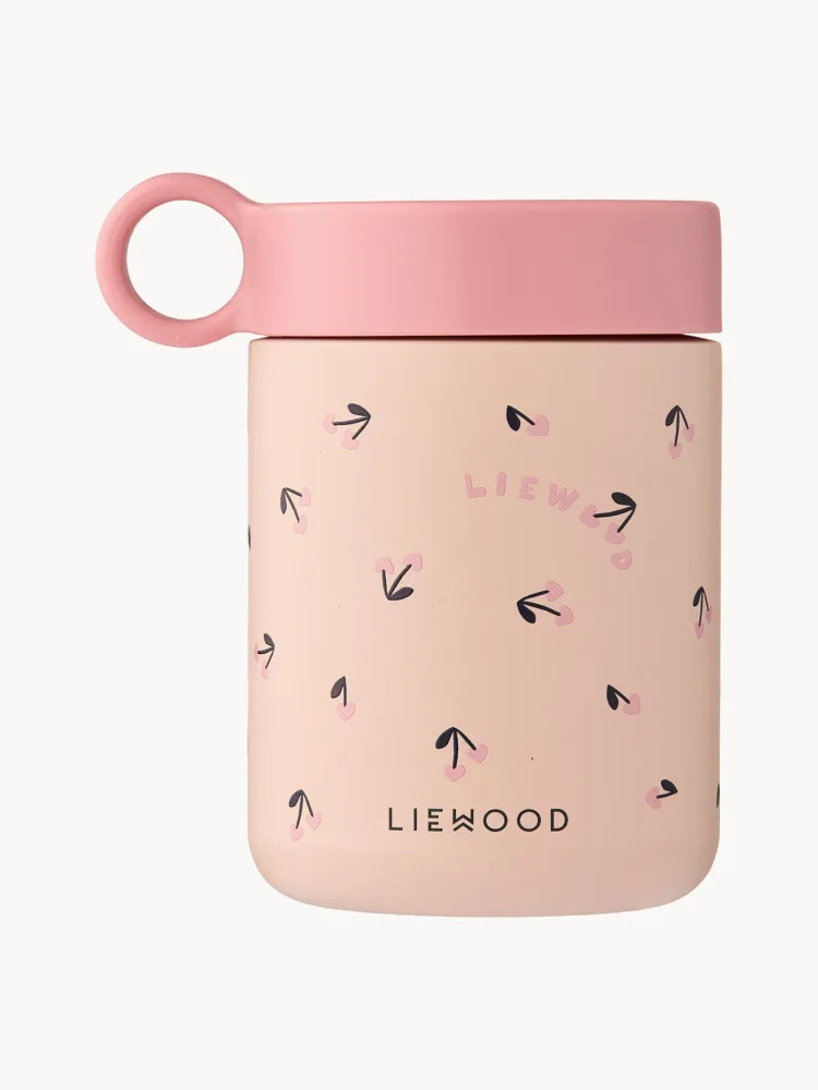 Liewood Термос детский Kiani для еды из нержавеющей стали, 350 мл, 8х12 см, розовый с рисунком птицы