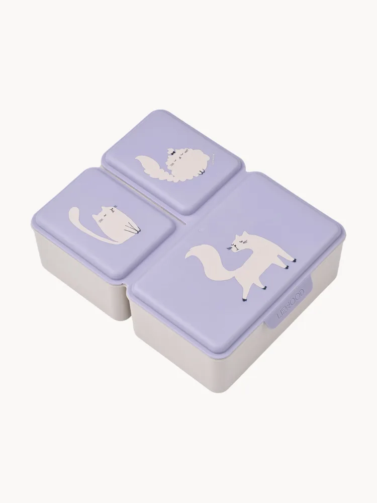 Liewood Контейнер пищевой детский Driss на три отделения с раздельными крышками, 1,2 л, 20х7х16 см, лавандовый