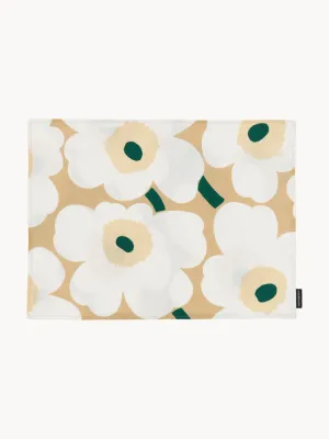 Marimekko Салфетка под приборы Pieni Unikko, 42x31 см, оттенки бежевого с тёмно-зелёным и белым