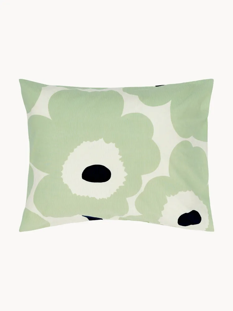 Marimekko Наволочка Unikko из сирсакера 80х80 см, Ш 80 × Д 80 см, Шалфейный зелёный