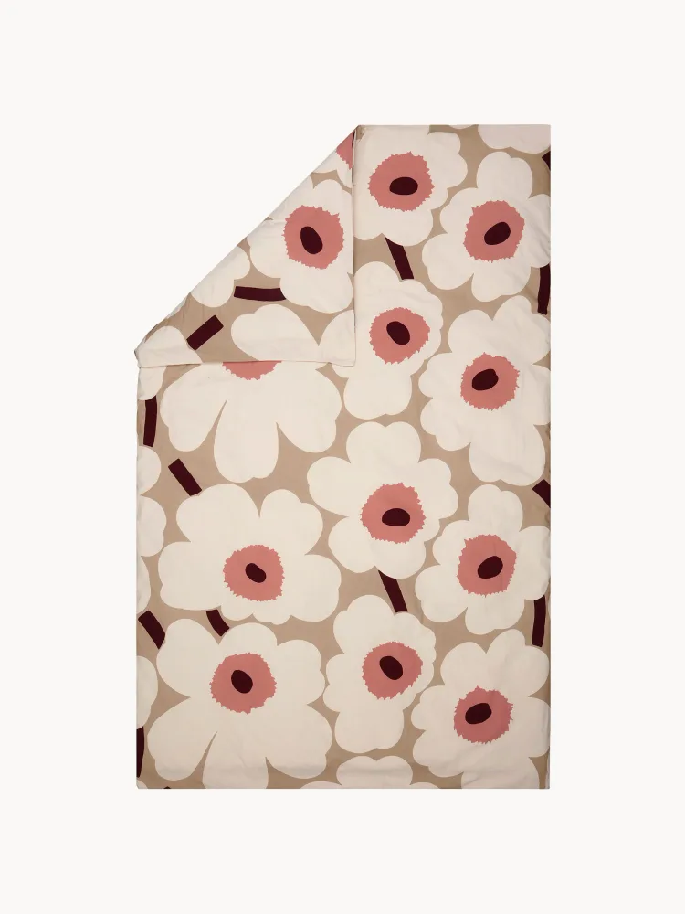 Marimekko Пододеяльник Unikko из хлопкового сирсакера, 140х200 см, Ш 140 × Д 200 см, Приглушённый белый