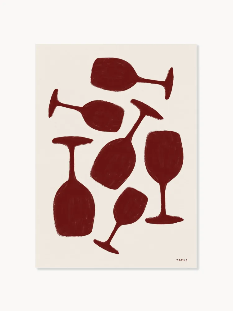 Poster and Frame Постер Abstract Wine Glasses, Тара Ройл