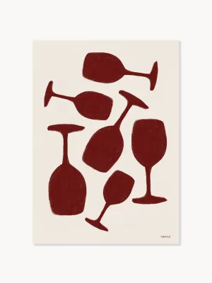 Poster and Frame Постер Abstract Wine Glasses, Тара Ройл